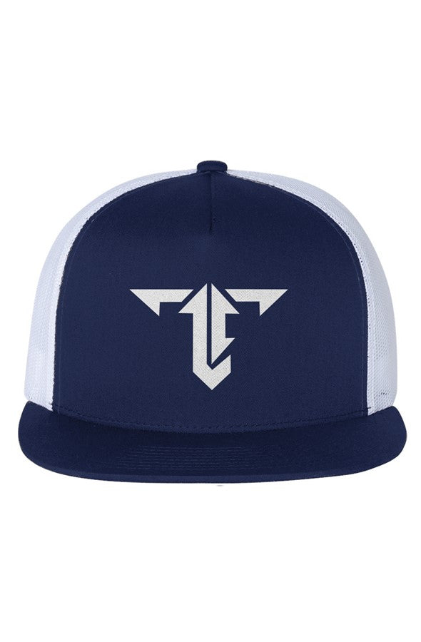 White Mesh Five-Panel Trucker Cap